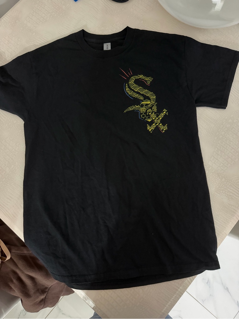 Gildan Black Short-Sleeve Tee with Neon Yellow-Green Snake Graphic